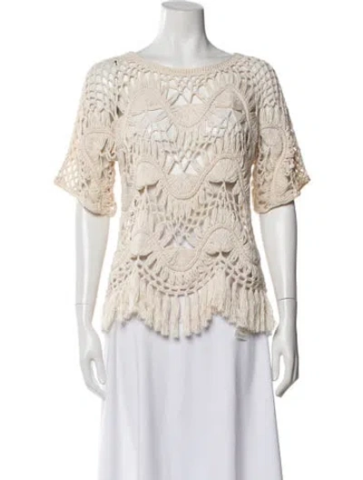 Pre-owned Chloé Scoop Neck Short Sleeve Blouse In Neutral