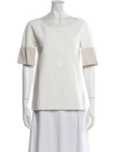 Pre-owned Chloé Scoop Neck Short Sleeve Top In Neutral