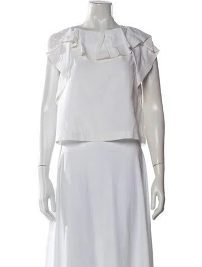 Pre-owned Chloé Scoop Neck Short Sleeve Top In White