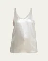 Chloé Laminated Silk Tank Top In Silver Cloud