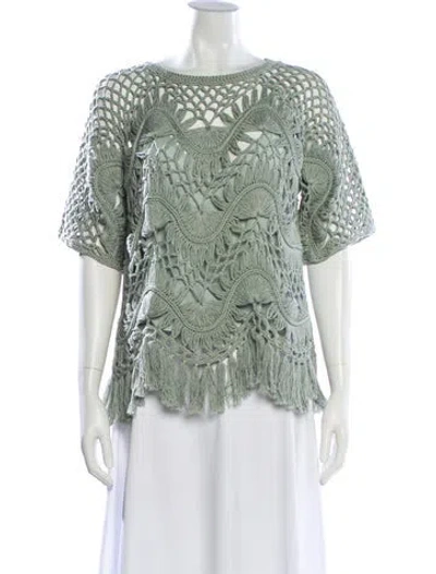 Pre-owned Chloé Scoop Neck Sweater In Green