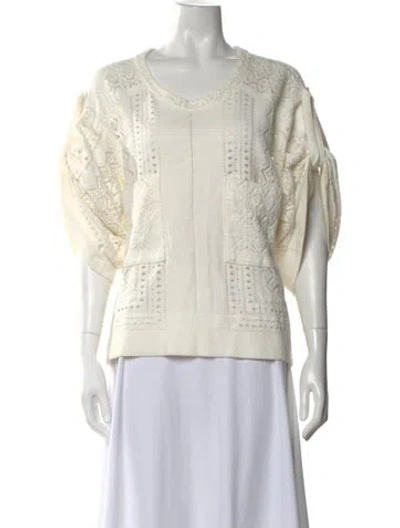 Pre-owned Chloé Scoop Neck Sweater In White