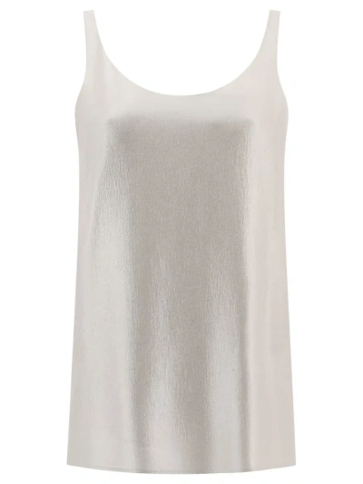 Chloé Metallic Silk Top In Silver