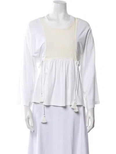 Pre-owned Chloé Scoop Neck Three-quarter Sleeve Blouse In White