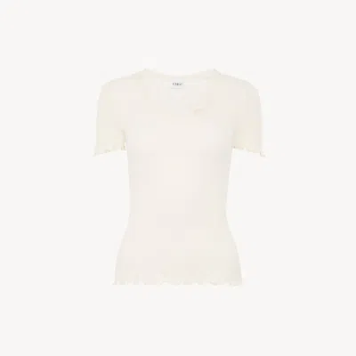 Chloé T-shirt Ajusté Échancré En Jersey De Coton Et Soie In White