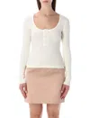Chloé Women Cotton Jersey Henley T-shirt In White