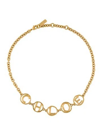Pre-owned Chloé Script Choker Necklace, 15.5" In Multicolor
