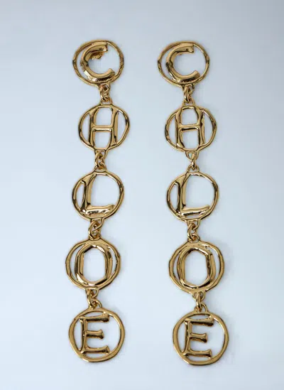 Chloé Script Earrings In Gold