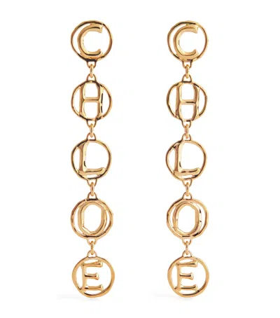 Chloé Script Earrings In Gold