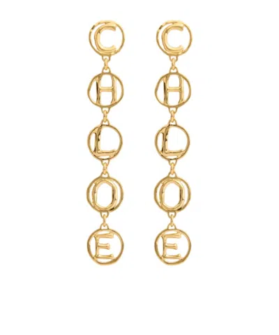 Chloé Elegant Script Mini Earrings In Gold