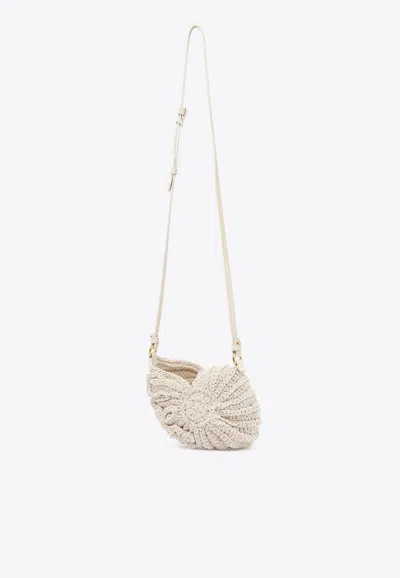 Chloé Sea Treasures Crochet Knit Crossbody Bag In White