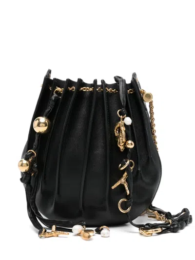 Chloé Sea Treasures Pleated Crossbody Bag In Leather In Black