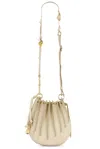 Chloé Sea Treasures Embellished Pleated Leather Shoulder Bag In Deep Ivory