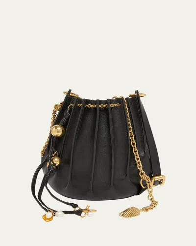 Chloé Sea Treasures Pleated Crossbody Bag In Leather In Black