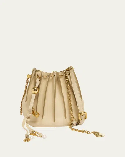 Chloé Sea Treasures Pleated Crossbody Bag In Leather In Deep Ivory
