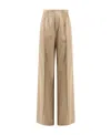 Chloé Shirred High-rise Wool Gabardine Wide-leg Pants In Nude