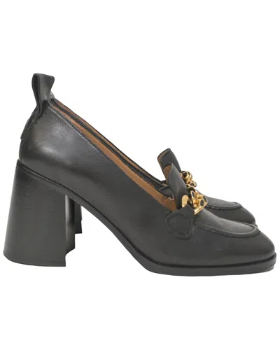 Chloé See By  Women's Leather Mahe Heeled Loafer (authentic Pre-loved) In Black