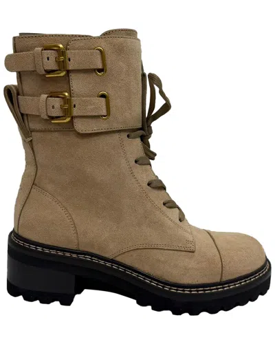 Pre-owned Chloé See By  Women's Suede Mallory Combat Ankle Boot (authentic Pre-loved)