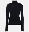Chloé Turtleneck Superfine Wool Knit Sweater In Blue