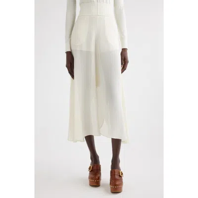 Chloé Semisheer Silk Culottes In Iconic Milk