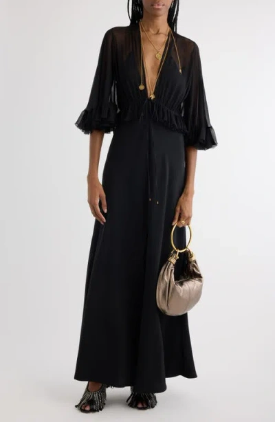 CHLOÉ CHLOÉ SEMISHEER SILK GEORGETTE DRESS
