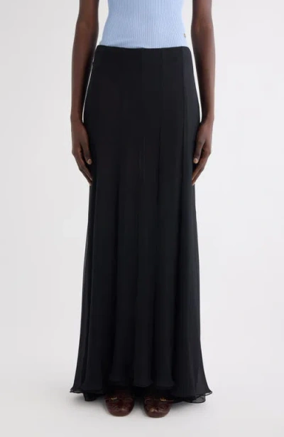 Chloé Semisheer Washed Satin Maxi Skirt In Black