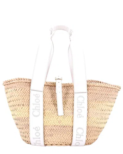 Chloé Sense Basket Tote Raffia With Medium (authentic Pre-loved) In Brown