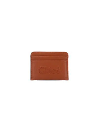 Chloé Sense Card Holder In Brown