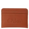 Chloé Chloe Sense Embroidered Logo Card Holder In Brown