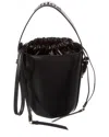 Chloé Mifuko Small Leather-trimmed Paper Bucket Bag In Black