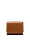 Chloé Sense Logo-embroidered Leather Wallet In Brown