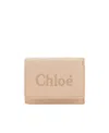 Shop Chloé Logo Embroidered Tri-fold Wallet In Nude
