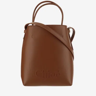 Chloé " Sense Micro" Bucket Bag In 棕色的