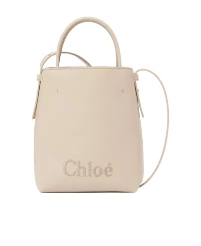 CHLOÉ CHLOÉ SENSE LOGO EMBROIDERED MICRO TOTE BAG