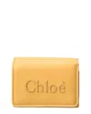 Chloé Sense Mini Leather Trifold Wallet In Yellow