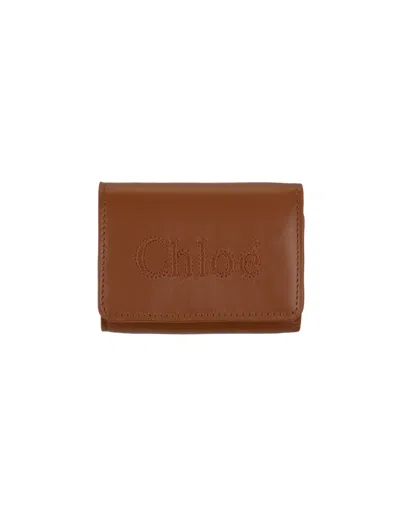 Chloé Sense Mini Tri-fold Wallet In Tan Soft Leather In Brown