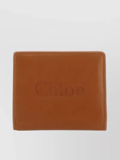 Chloé Sense Pebble Calf Leather Wallet In Brown