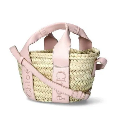 Chloé Chloè Sense Raffia Basket Case In Pink