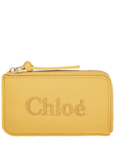 Chloé Sense Small Leather Purse In Yellow