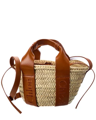 Chloé Sense Woven Palm Basket Handbag In Brown
