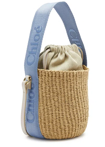 Chloé Chloe Sense Small Raffia Basket Bag In Blue
