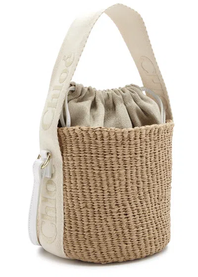 Chloé Chloe Sense Small Raffia Basket Bag In Natural