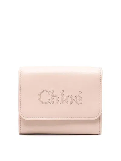 Chloé Sense Tri-fold Small Wallet In Nude & Neutrals