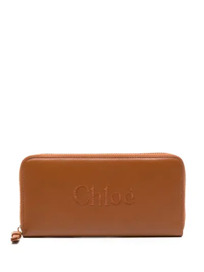 Chloé Sense Zip-up Wallet In Brown