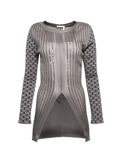 Chloé Sequin-embellished Horse-jacquard Sweater In Gray