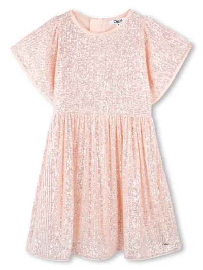 Chloé Kids' Sequinned Dress In Pink