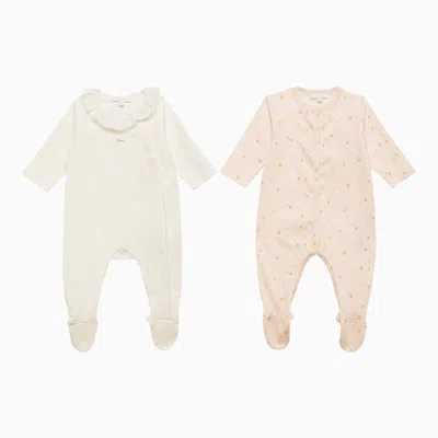 Chloé Babies' Set Of Two Pink/white Cotton Leotards