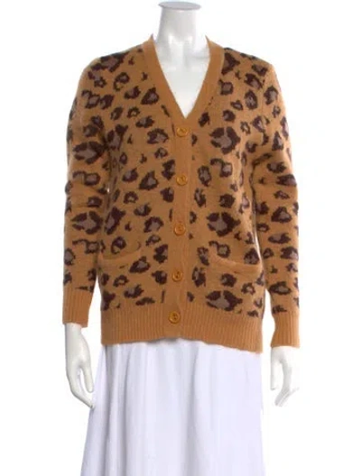 Pre-owned Chloe Sevigny For Opening Ceremony Cashmere Animal Print Sweater In Brown