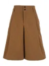 Chloé Chloe' Women Shorts Bermuda Wide Leg And High Waist In Cotton In Brown