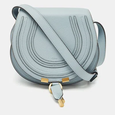 Pre-owned Chloé Shady Blue Leather Small Marcie Saddle Bag